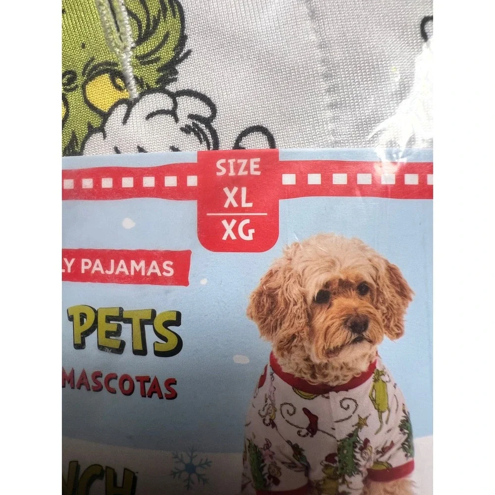 Dr. Seuss XL Pet Pajamas White The Grinch Holiday Christmas Dog PJ LZ451